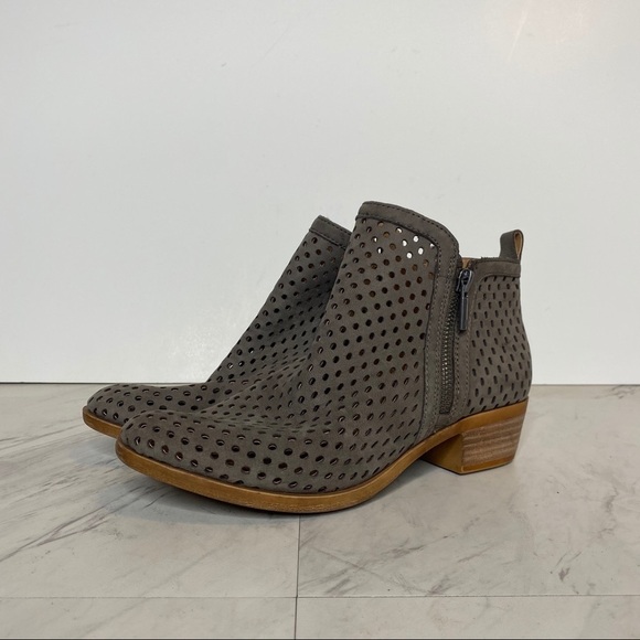 Lucky Brand Basel Laser Cut Leather Gray Bootie 6M - Picture 12 of 12